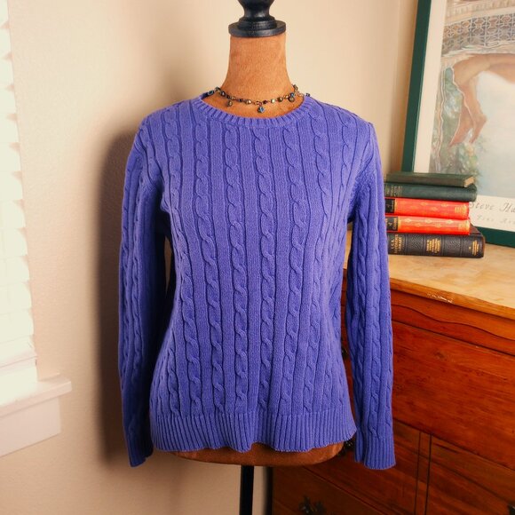 Vintage Deep Purple Cable Knit Preppy Whimsygoth Sweater Charter Club - Picture 1 of 5